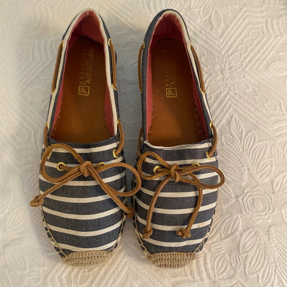 Sperry Women's Blue and Cream Striped Espadrilles